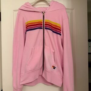 PINK AVIATOR NATION ZIP UP, LIMITED EDITION STRIPES, SIZE MEDIUM